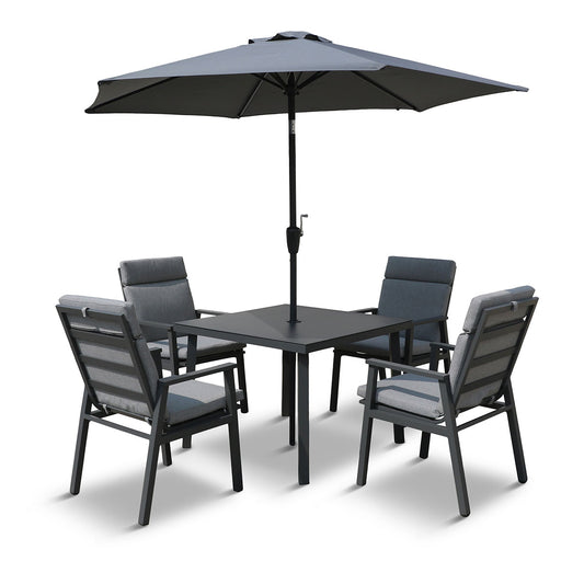 Barcelona 4 Seat Dining Set with 2.5m Parasol