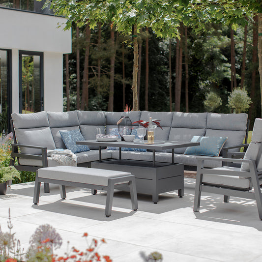 Barcelona Modular Dining Set with Lounge Chair and Adjustable Table