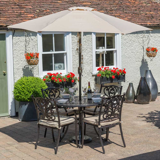 Devon 4 Seat Dining Set with 2.5m Parasol