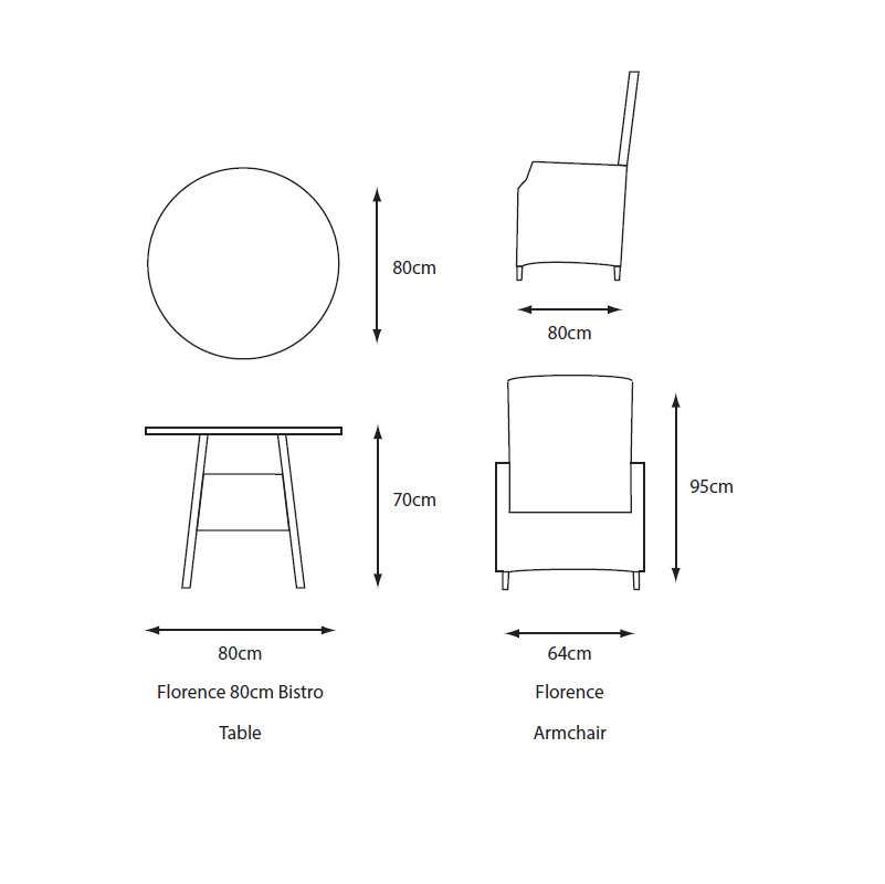 Florence 80cm Bistro Set