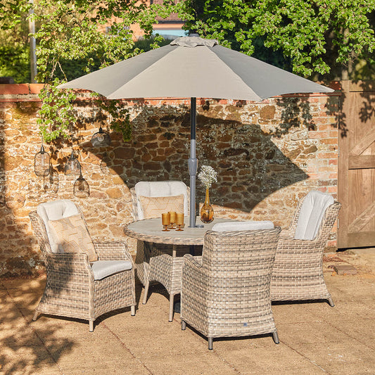 Florence 4 Seat Dining Set with Deluxe 2.5m Parasol