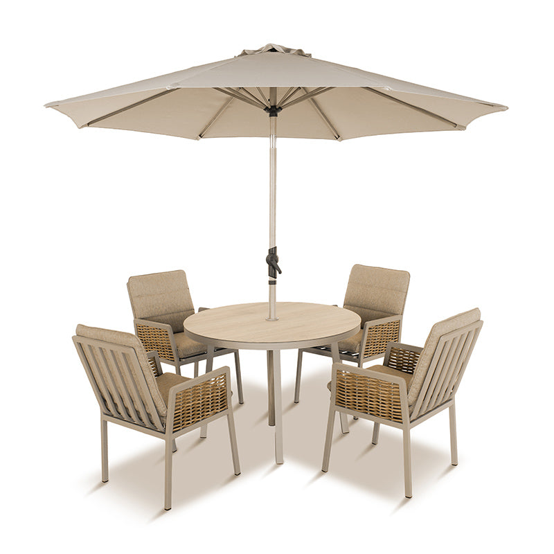Havana 4 Seat Dining Set with 2.5m Parasol
