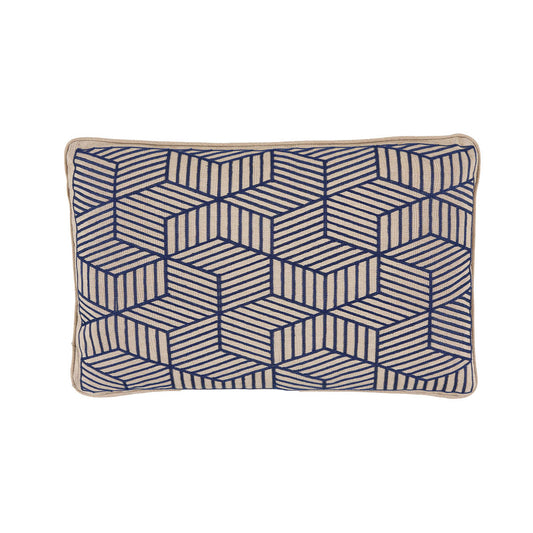 Blue Striped Cubes 40 x 60cm Embroidered Scatter Cushion