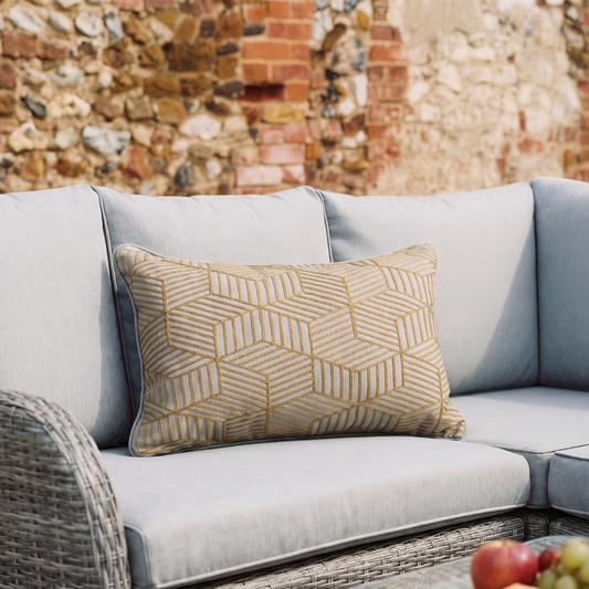 Gold Striped Cubes 40 x 60cm Embroidered Scatter Cushion