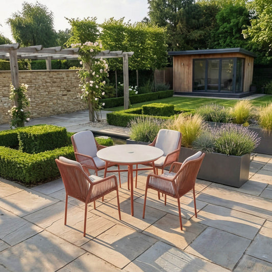 Malibu Terracotta 4 Seat Round Dining Set