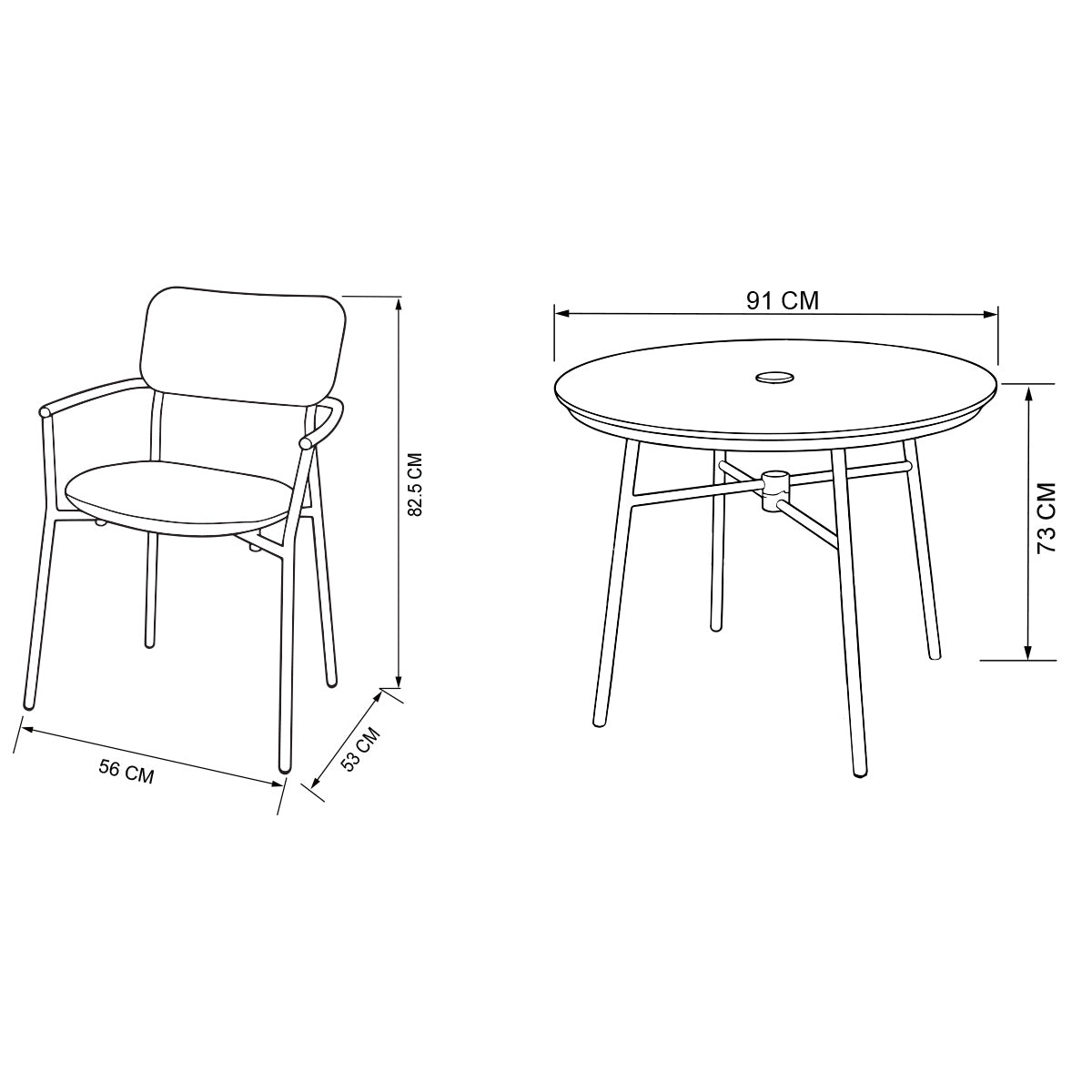 Laguna Flint 4 Seat Round Dining Set