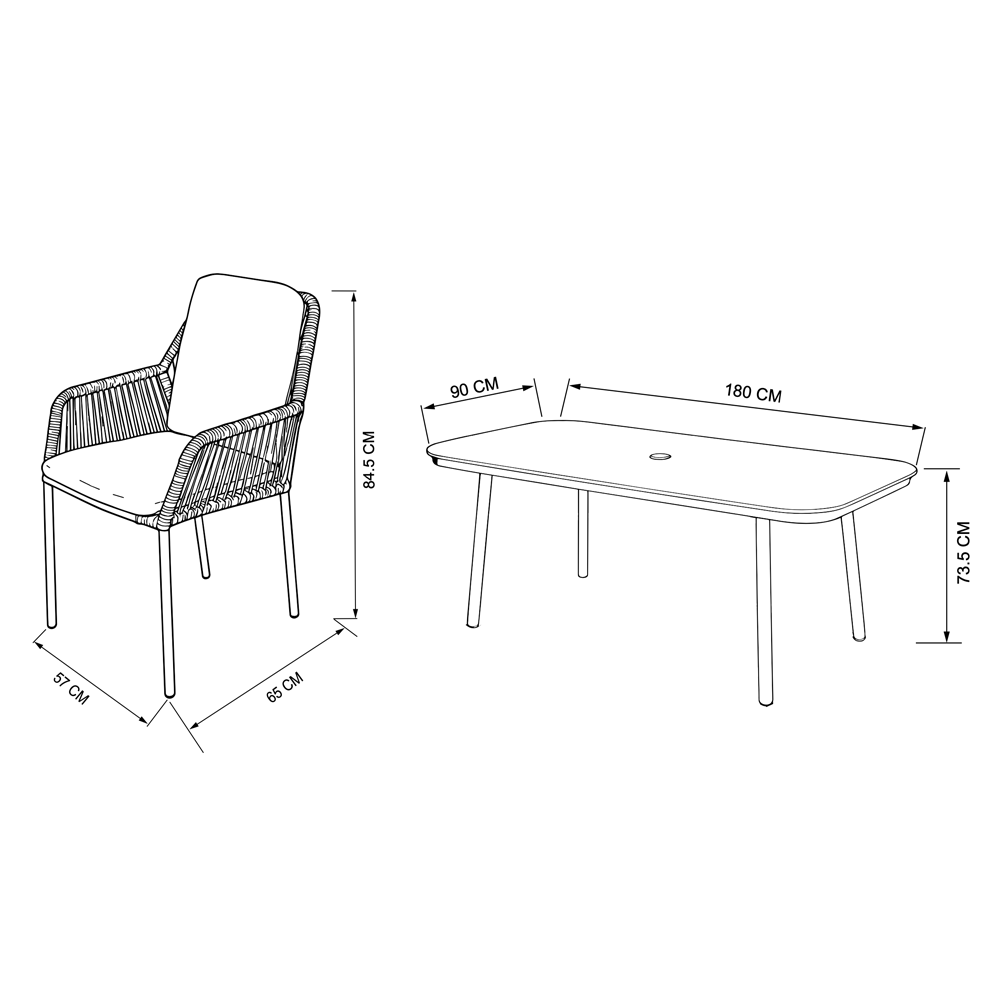 Laguna Flint 6 Seat Rectangular Dining Set
