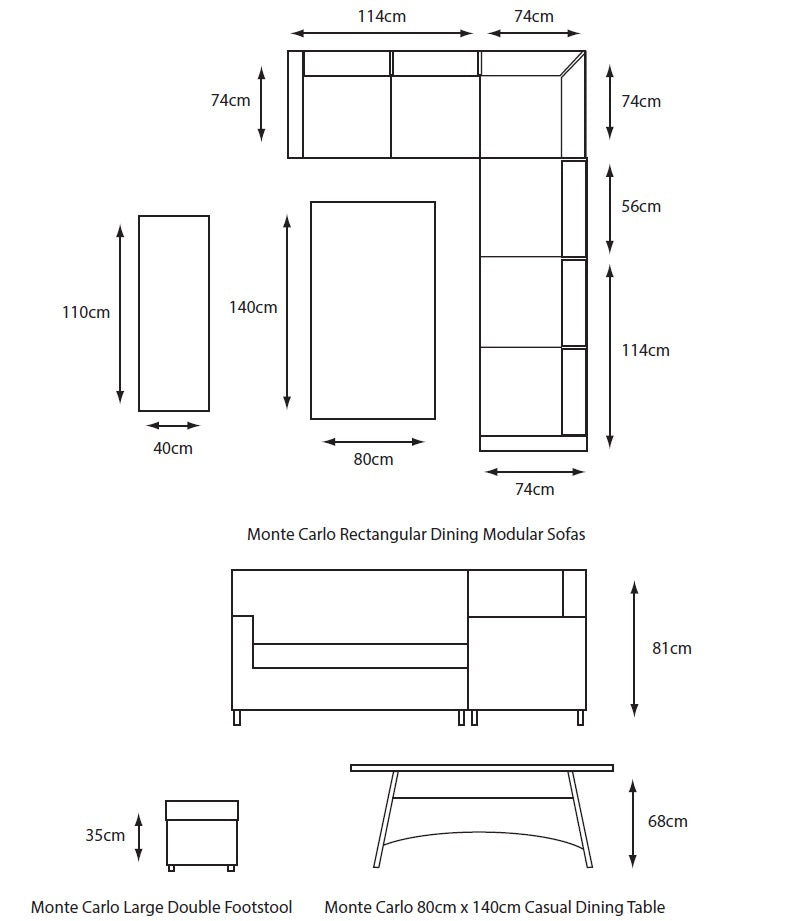 Monte Carlo Sand Rectangular Dining Modular