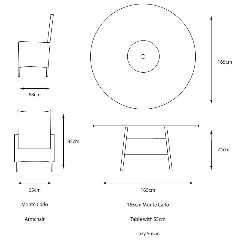 Monte Carlo Sand 8 Seat Dining Set with Weave Lazy Susan and 3.0m Parasol