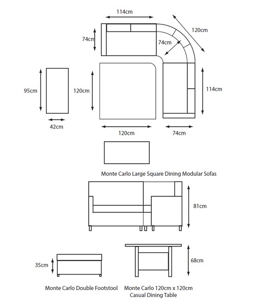 Monte Carlo Stone Large Square Dining Modular