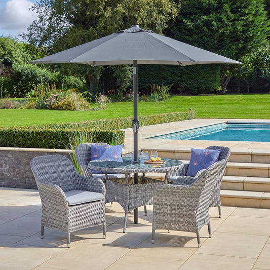 Monte Carlo Stone 4 Seat Dining Set with 2.5m Parasol