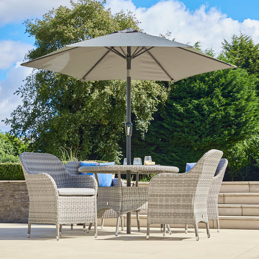 Monte Carlo Stone 4 Seat Dining Set with 2.5m Parasol