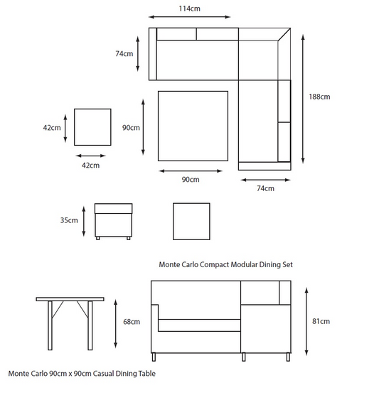 Monte Carlo Stone Compact Dining Modular
