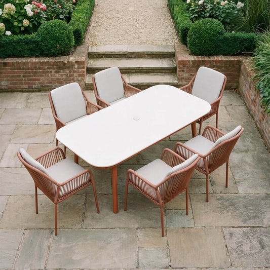 Malibu Terracotta 6 Seat Rectangular Dining Set