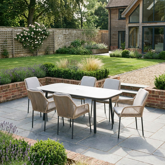 Malibu Wheat 6 Seat Rectangular Dining Set