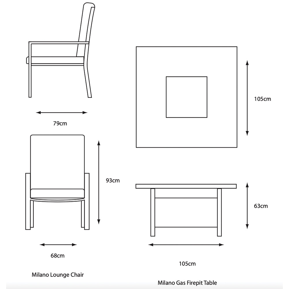 Milano Relaxer Firepit Set