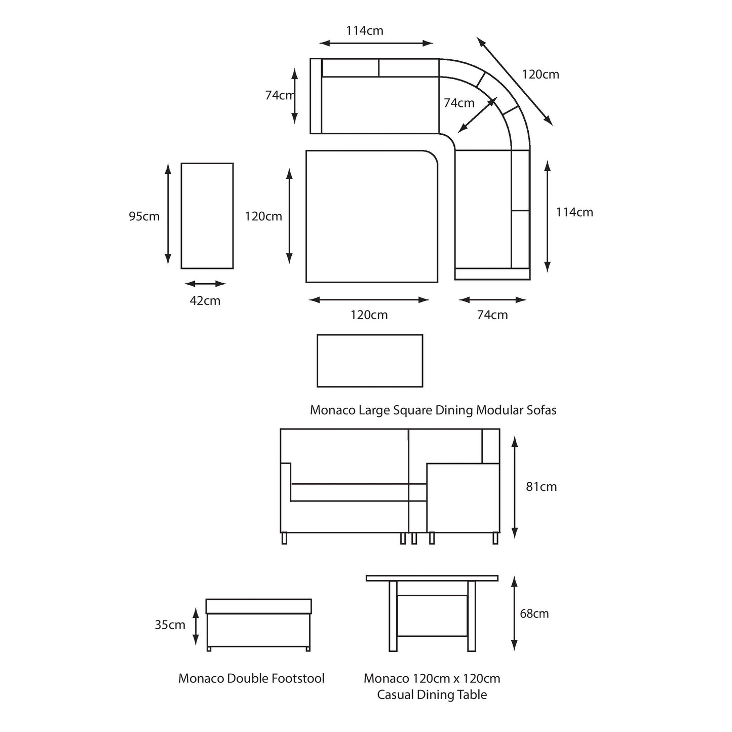 Monaco Sand Large Square Dining Modular