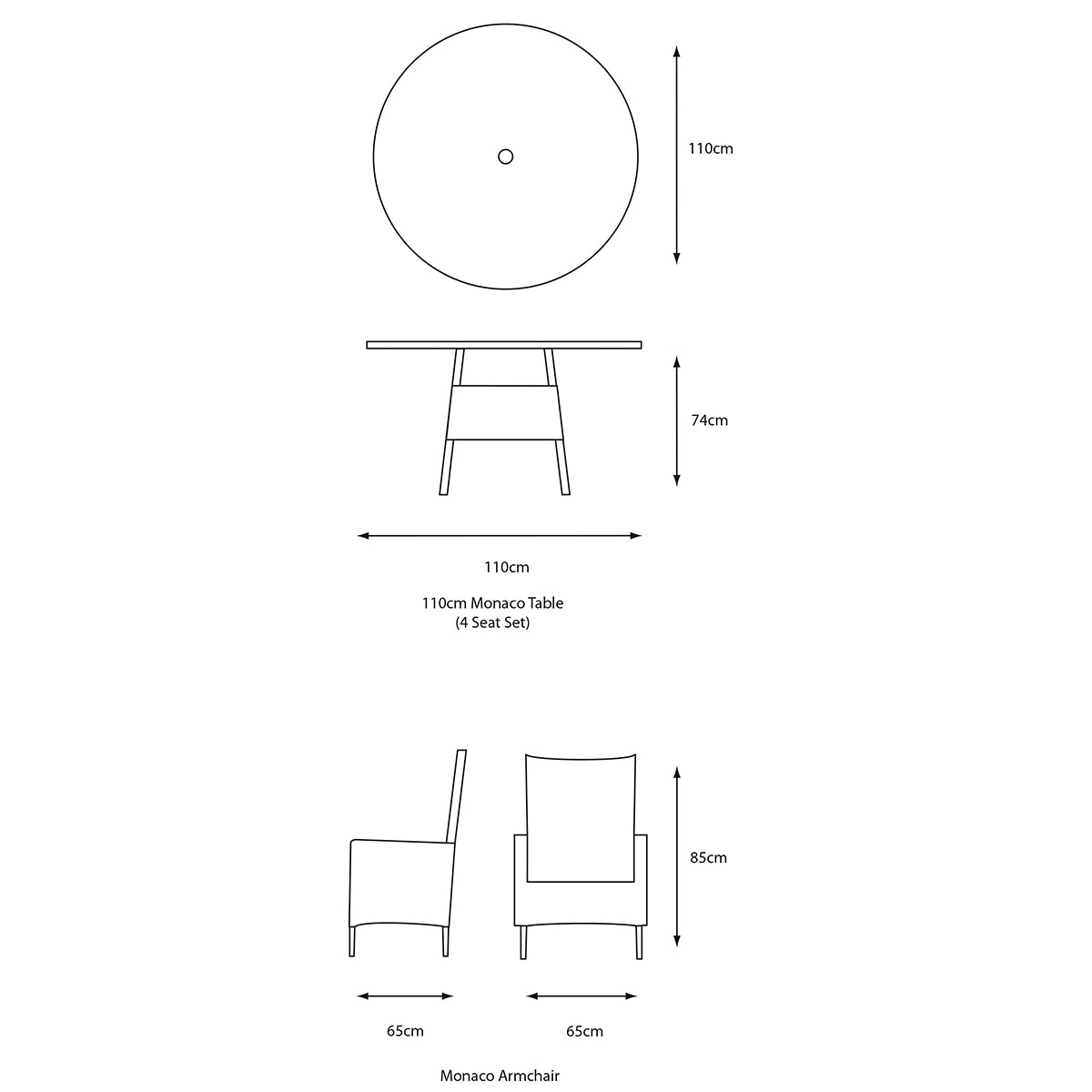 Monaco Stone 4 Seat Dining Set