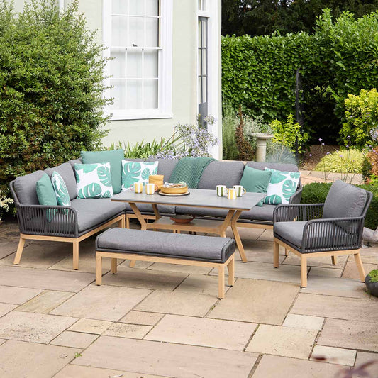 Peru Rectangular Modular Dining Set with Lounge Chair