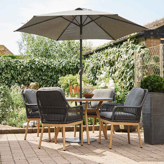 Peru 4 Seat Round Dining Set with 2.5m Parasol