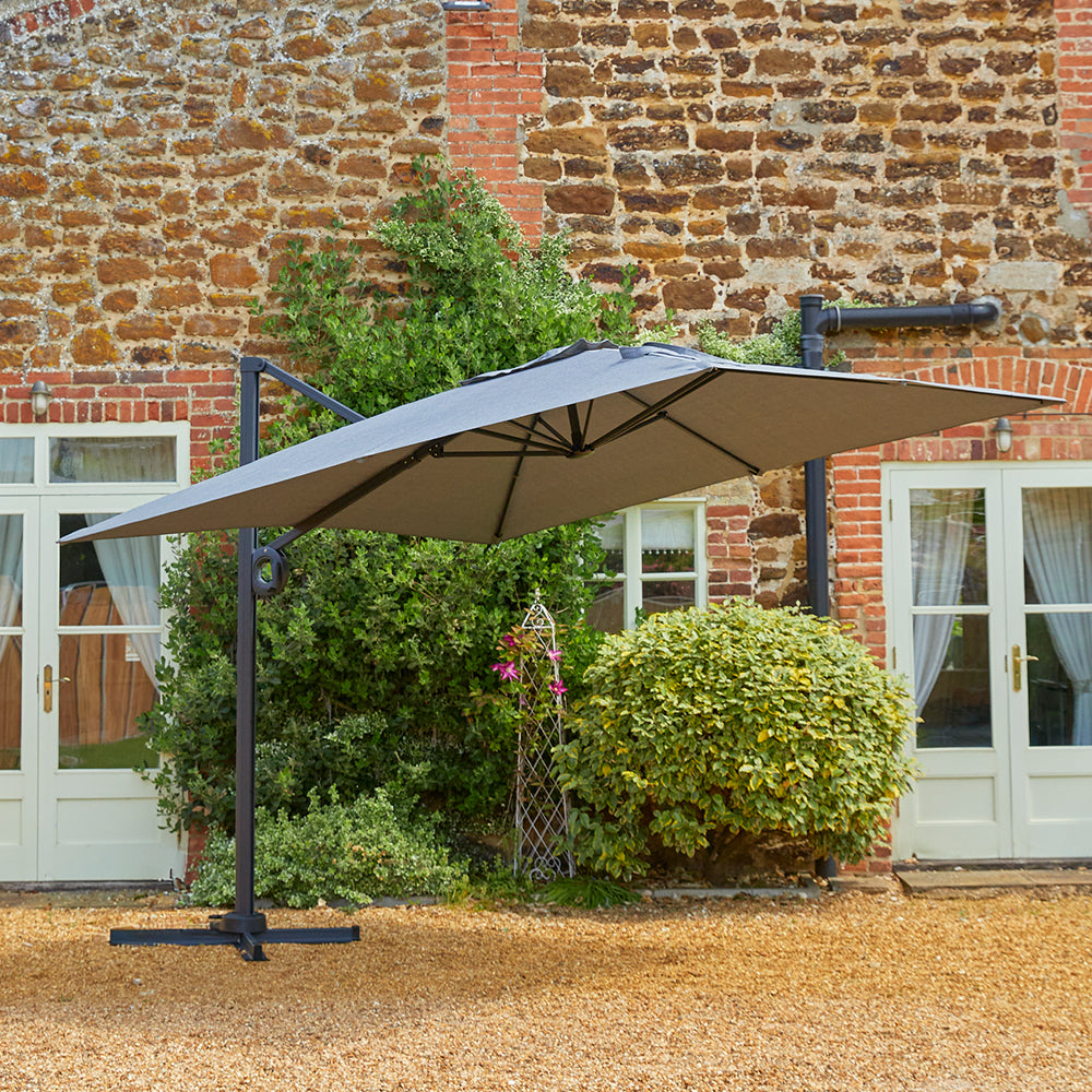 cantilever patio umbrella uk Deluxe 3.0m Square Cantilever Parasol