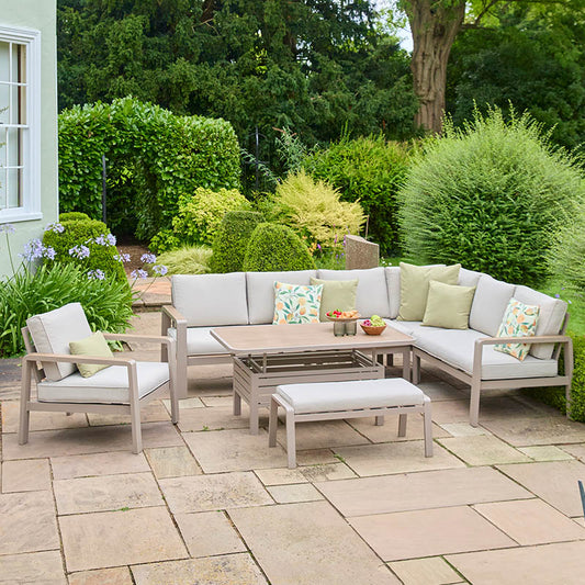 Sorrento Rectangular Modular Dining Set with Adjustable Table and Lounge Chair