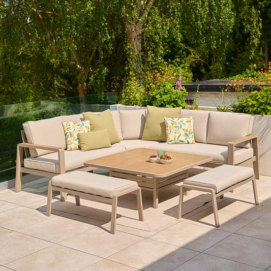 Sorrento Large Square Modular Dining Set with Adjustable Table