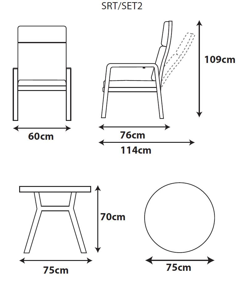 Sorrento Bistro Set with Recliner Chairs