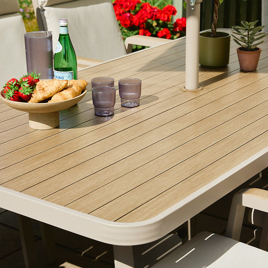 Sorrento 8 Seat Dining Set with Deluxe 2.0 x 3.0m Parasol