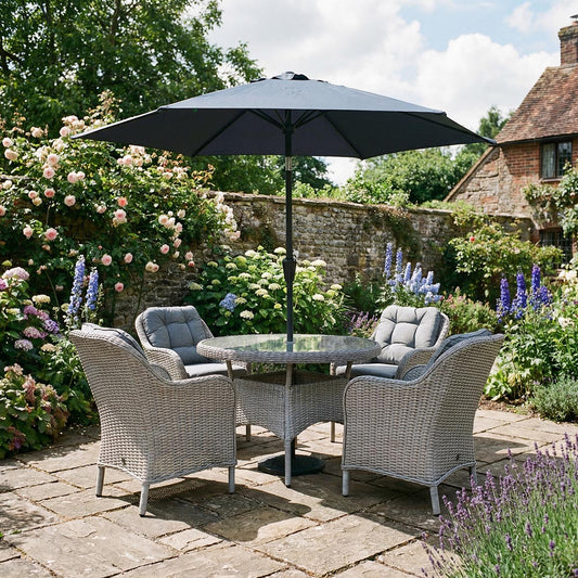 Oslo 4 Seat Dining Set with Deluxe 2.5m Parasol