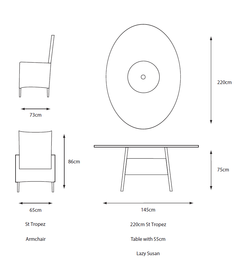 St Tropez Sand 8 Seat Dining Set with Weave Lazy Susan and Deluxe 2.0 x 3.0m Parasol