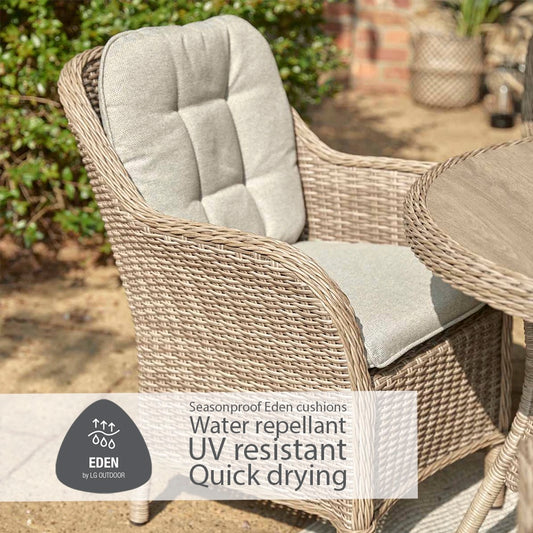 St Tropez Sand 4 Seat Dining Set with Deluxe 2.5m Parasol