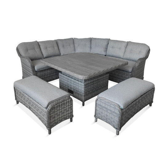 St Tropez Stone Large Square Dining Modular with Adjustable Table