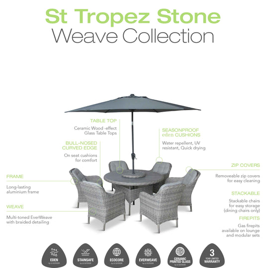 St Tropez Stone Rectangular Dining Modular with Adjustable Table