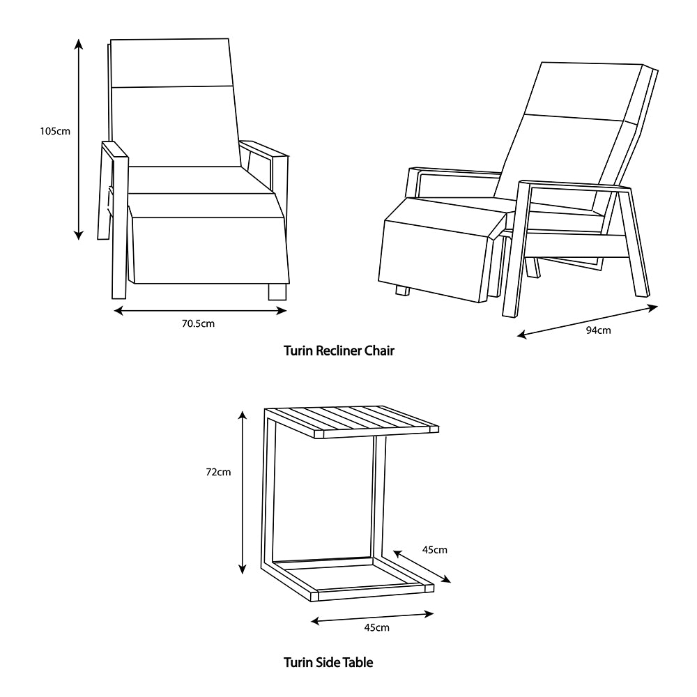 Turin 3 Piece Recliner Set