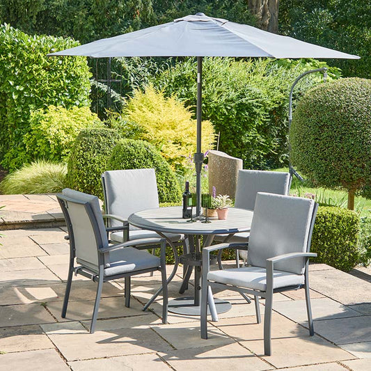 Turin 4 Seat Dining Set with 2.5m Parasol