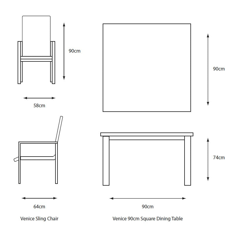 Venice 4 Seat Dining Set With Dining Chair And 2.5m Deluxe Parasol