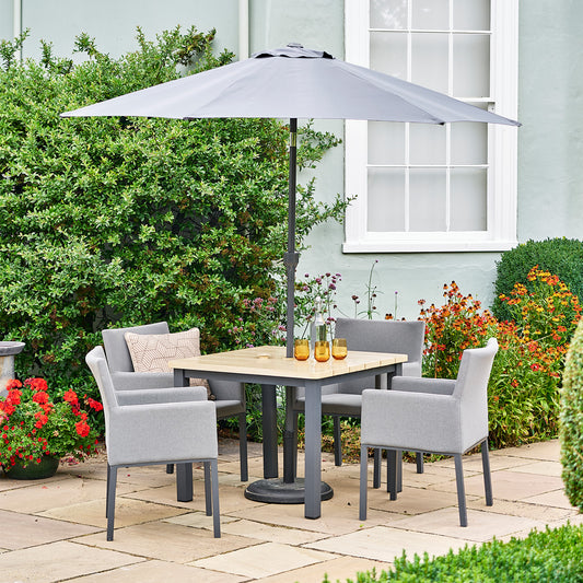 Venice 4 Seat Dining Set With Dining Chair And 2.5m Deluxe Parasol