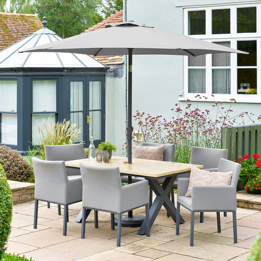 Venice 6 Seat Dining Set With Dining Chair And 3.0m Deluxe Parasol