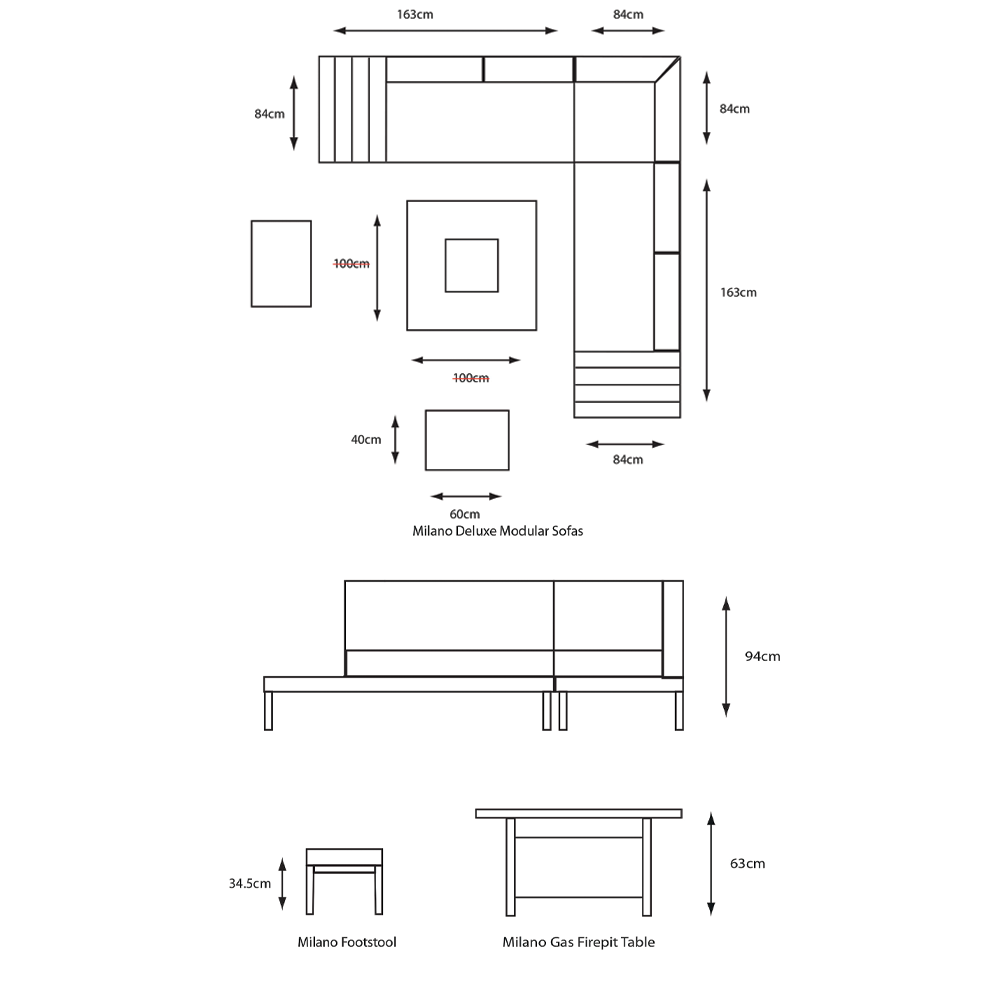 Milano Deluxe Modular Firepit Set