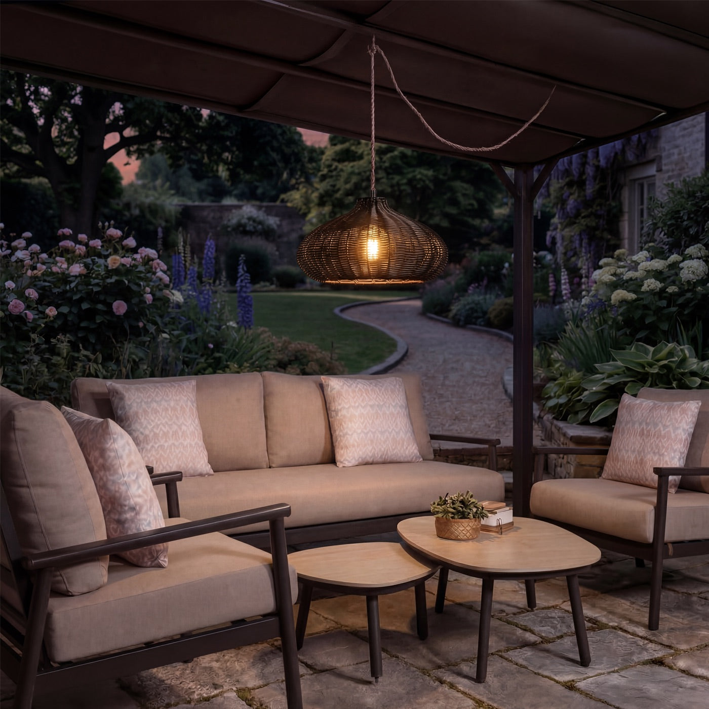 Rimini Noir Rattan Pendant Light