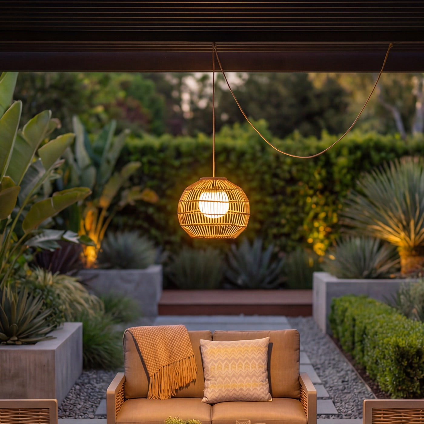 Novara Sesame Rattan Pendant Light