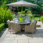 Bergen 6 Seat Dining Set with Weave Lazy Susan and Deluxe 3.0m Parasol