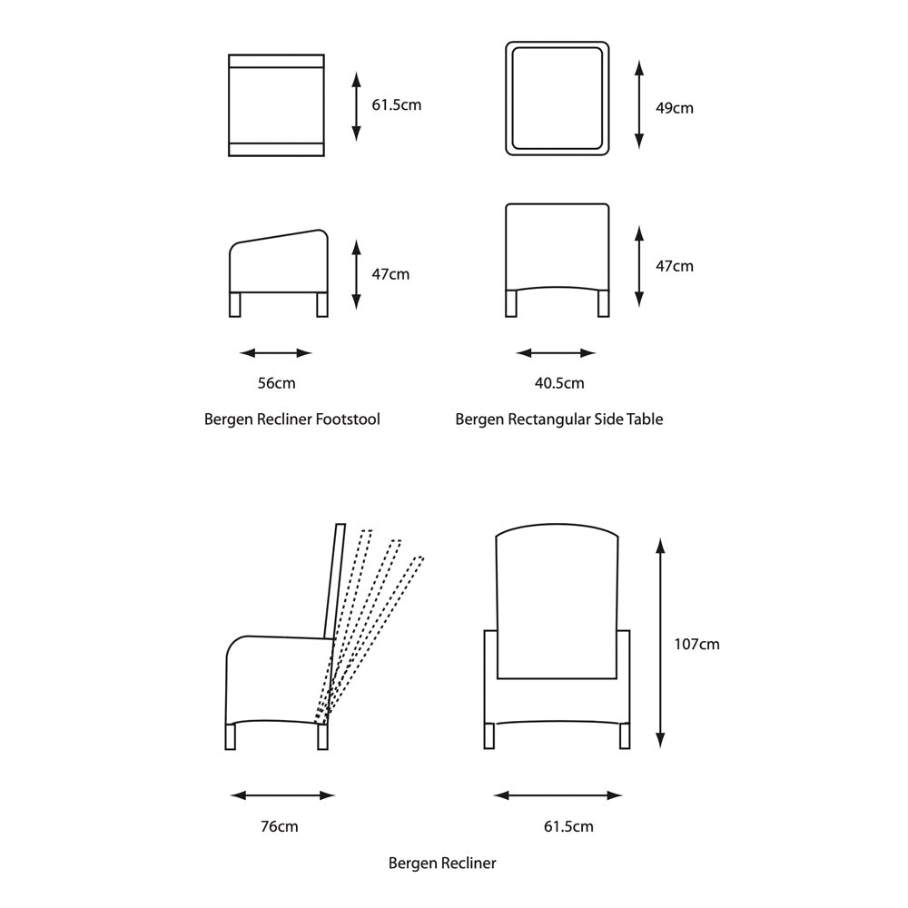 Bergen 5 Piece Recliner Set