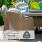 Bergen 6 Seat Dining Set with Weave Lazy Susan and Deluxe 3.0m Parasol