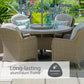 Bergen 6 Seat Dining Set with Weave Lazy Susan and Deluxe 3.0m Parasol