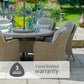 Bergen 6 Seat Dining Set with Weave Lazy Susan and Deluxe 3.0m Parasol