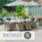 Bergen 8 Seat Oval Dining Set with Weave Lazy Susan and Deluxe 2.0 x 3.0m Parasol