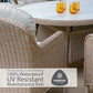 Bergen 8 Seat Oval Dining Set with Weave Lazy Susan and Deluxe 2.0 x 3.0m Parasol