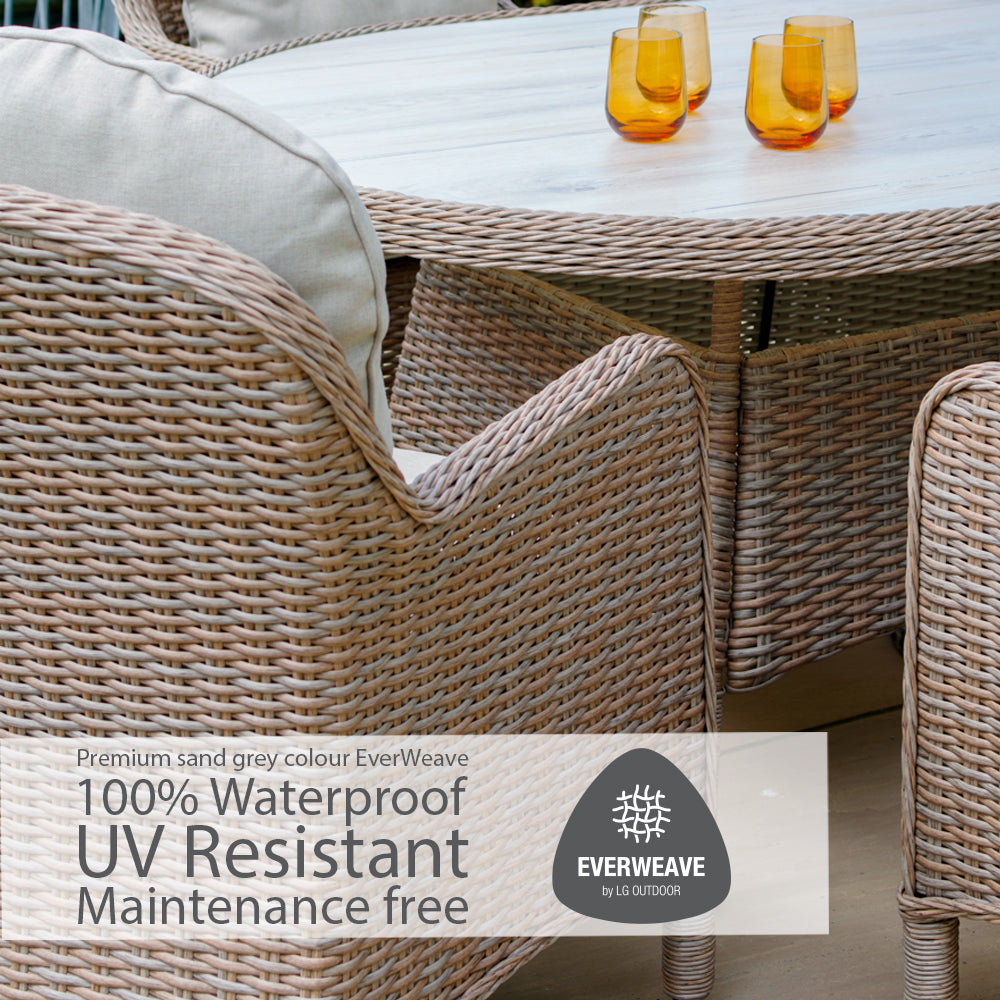 Bergen 8 Seat Oval Dining Set with Weave Lazy Susan and Deluxe 2.0 x 3.0m Parasol